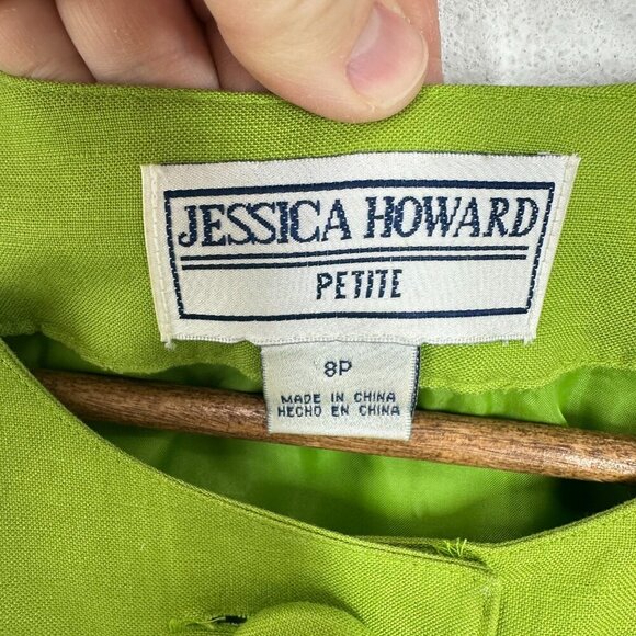 Vintage Jessica Howard Green Shift Dress Sleeveless Mod Retro 60s Style A-Line - Picture 4 of 8